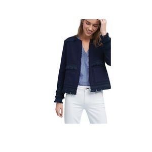 Anthropologie Greylin Audrey Fringed Linen Jacket Sz XS 36” Bust NWOT